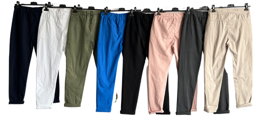 Ladies Italian Lagenlook Regular Smooth Magic Pants Casual Comfy Trousers