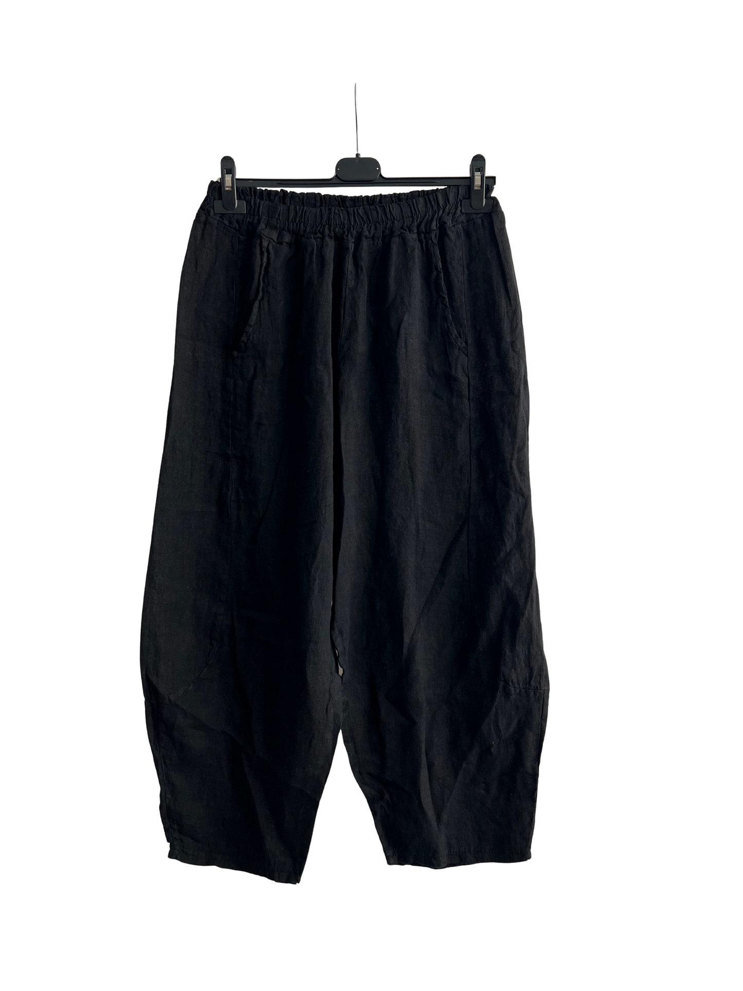 New Ladies Italian Linen Barrel Leg Trousers With Elasticated Waist
