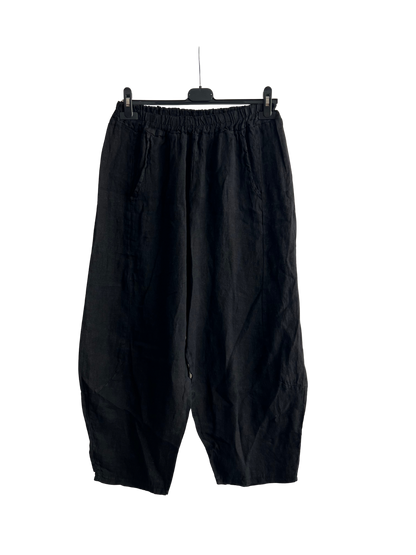 New Ladies Italian Linen Barrel Leg Trousers With Elasticated Waist