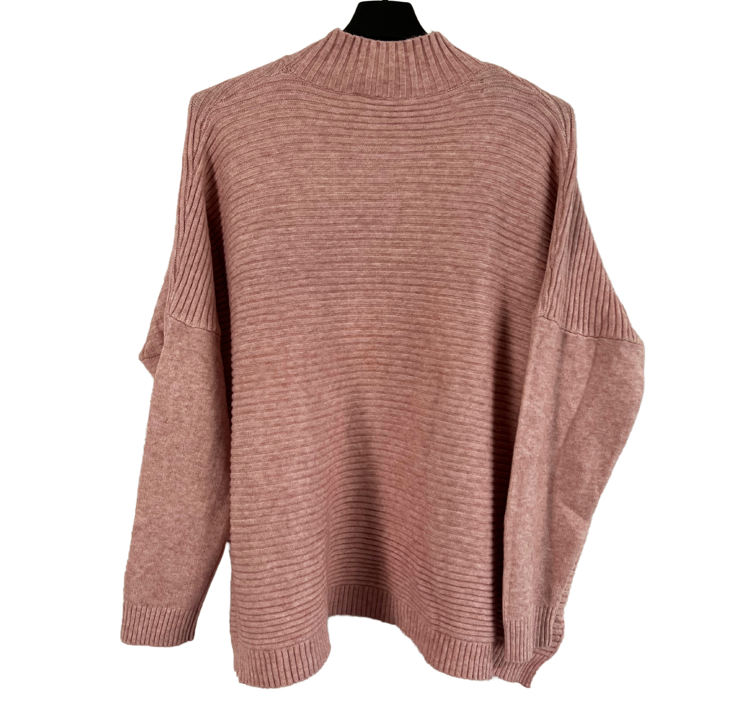 Knitted Italian Ribbed High Neck Long Sleeve Jumper in Pink