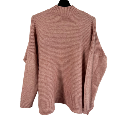 Knitted Italian Ribbed High Neck Long Sleeve Jumper in Pink
