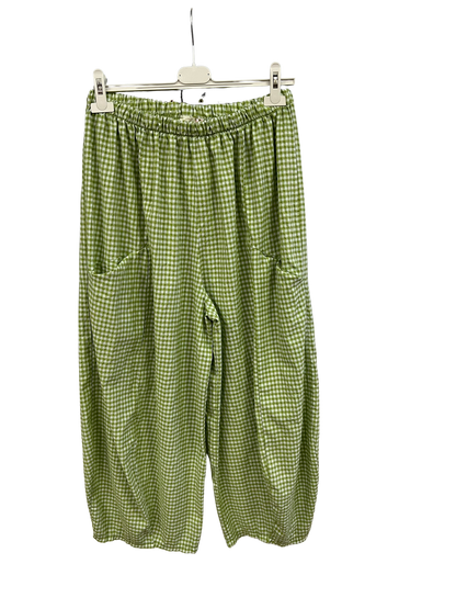 New Summer 26' Ladies Casual Italian Lightweight Gingham Barrel Leg Trousers