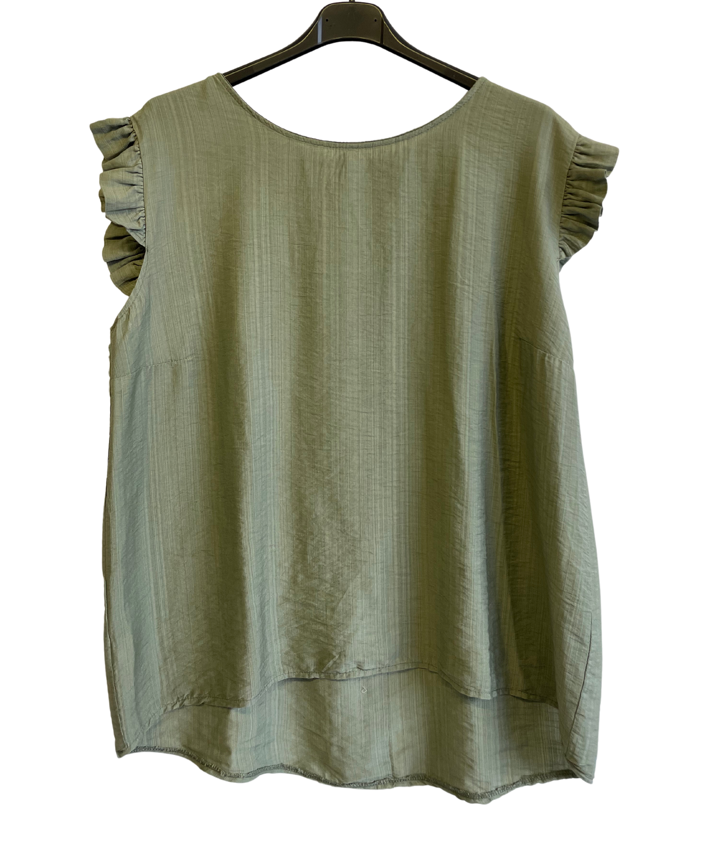 Button Back Summer Frill Cap Sleeve Plain Vest Tops