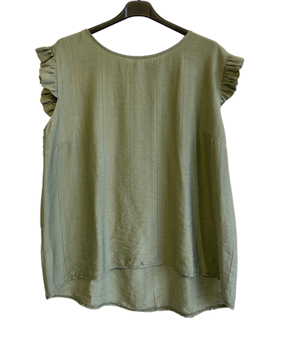 Button Back Summer Frill Cap Sleeve Plain Vest Tops