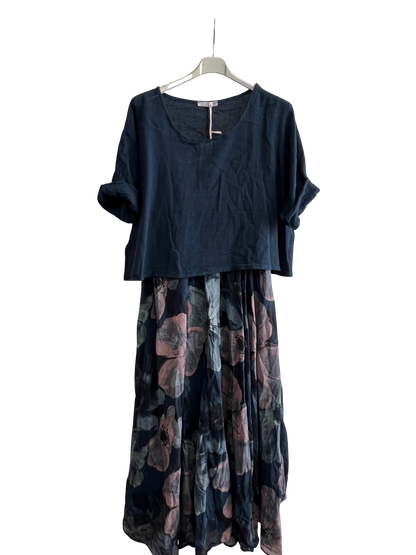 New Womens Summer 26' 2 Piece Sleeveless Floral Lined Maxi Dresses with Crop Top
