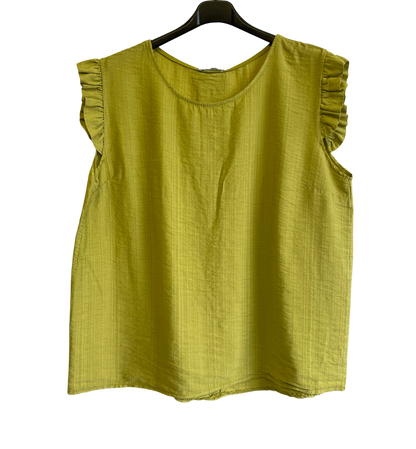 Button Back Summer Frill Cap Sleeve Plain Vest Tops