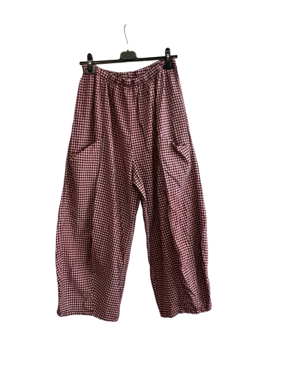 New Summer 26' Ladies Casual Italian Lightweight Gingham Barrel Leg Trousers