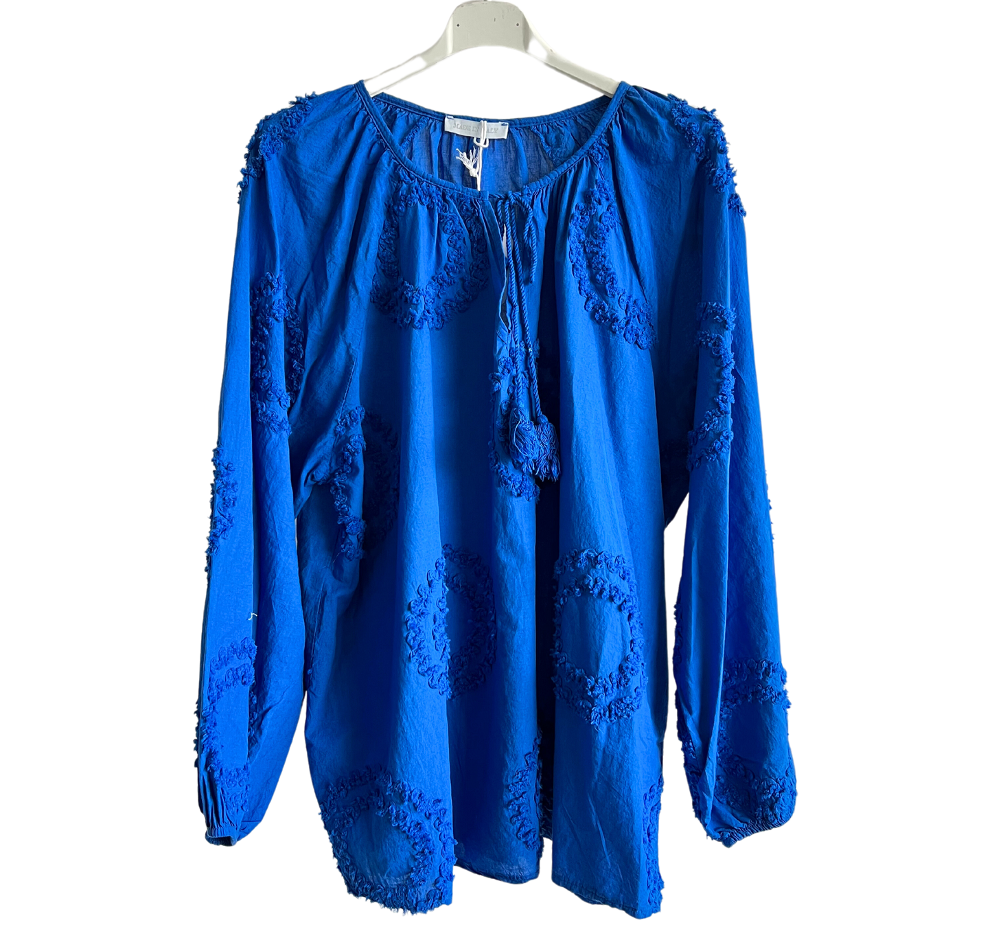 Brand New Womens Summer Light Tassel Tie Cotton Pattern Tunic Top