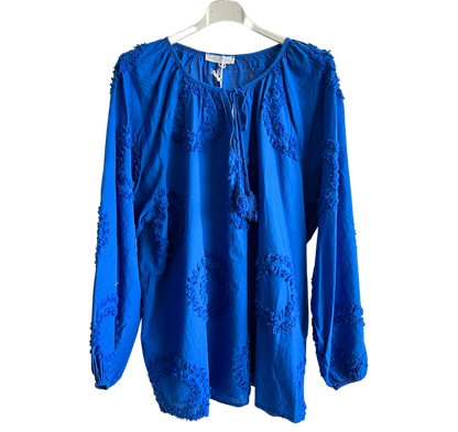 Brand New Womens Summer Light Tassel Tie Cotton Pattern Tunic Top