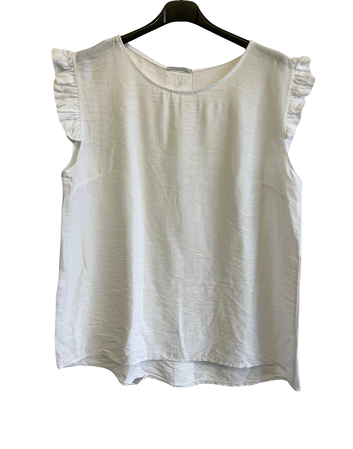 Button Back Summer Frill Cap Sleeve Plain Vest Tops