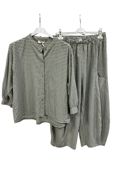 New Summer 26' Ladies Casual Italian Lightweight Gingham Barrel Leg Trousers