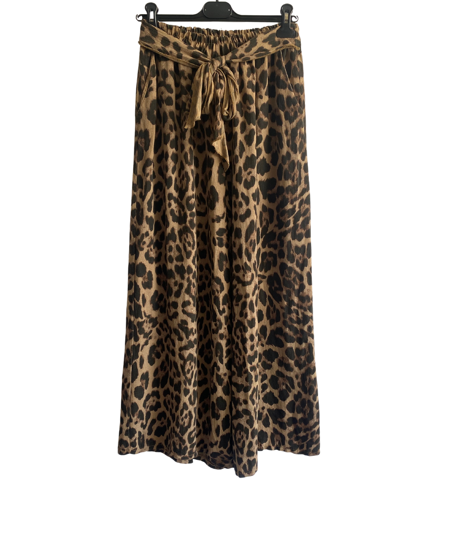 Brand New Womens Animal Print  Wide Leg Palazzo Elasticated Waistband Trousers