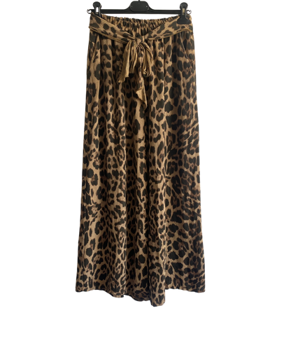Brand New Womens Animal Print  Wide Leg Palazzo Elasticated Waistband Trousers