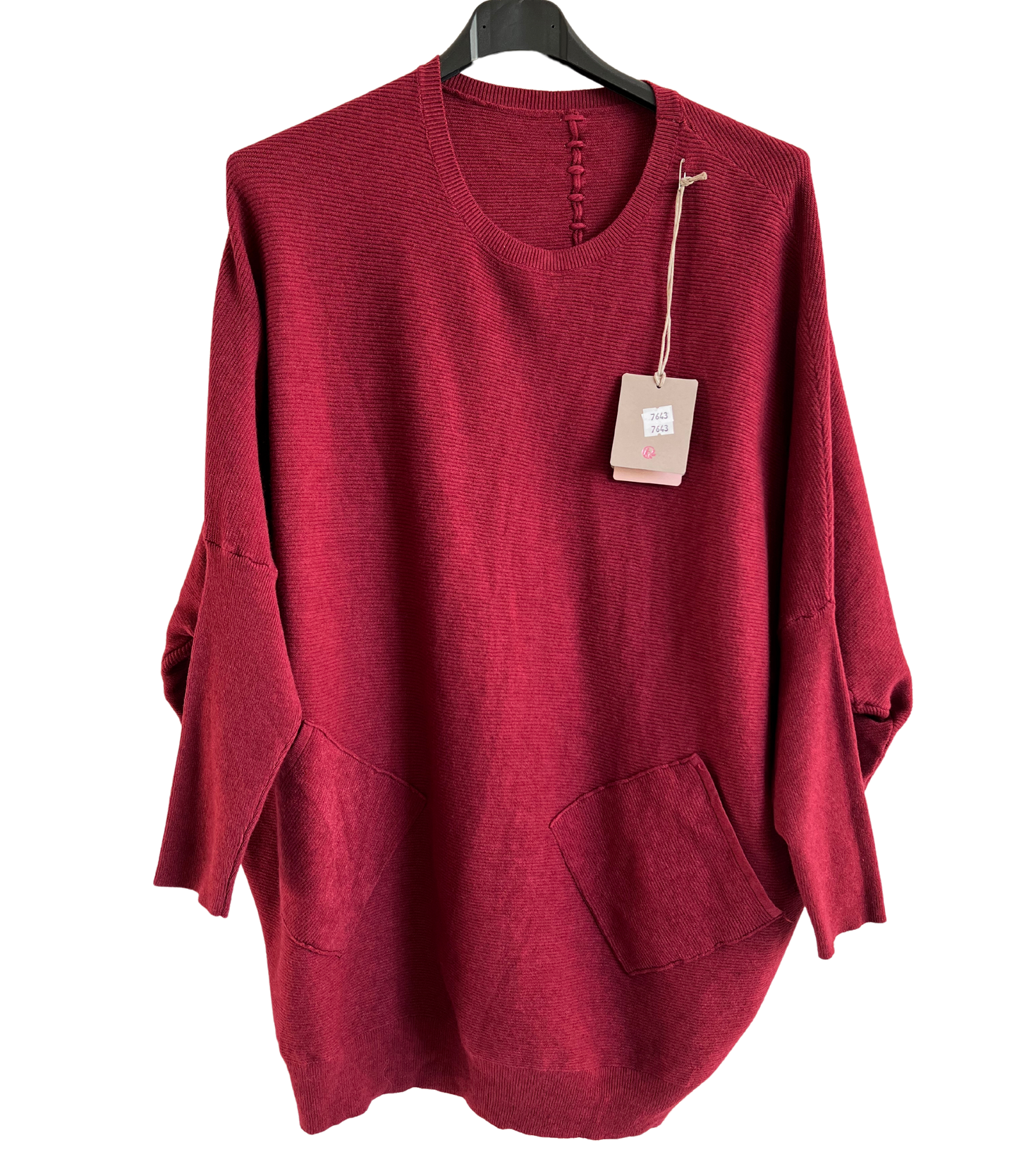 Brand New Womens Lagenlook Italian Plait Back Design 2 Pocket Jumper