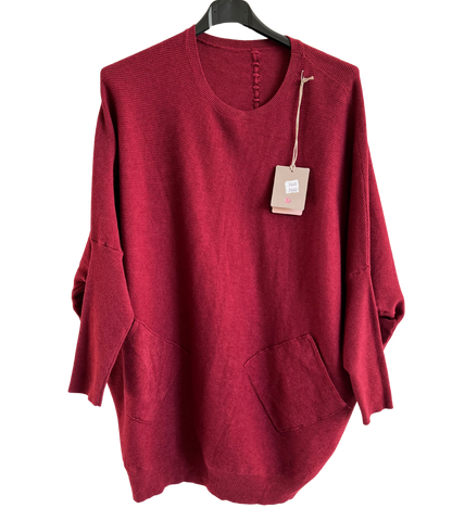Brand New Womens Lagenlook Italian Plait Back Design 2 Pocket Jumper