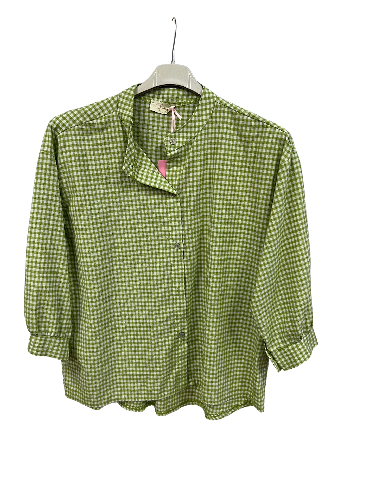New Summer 26' Ladies Casual Italian Lightweight Gingham Button Through Shirts