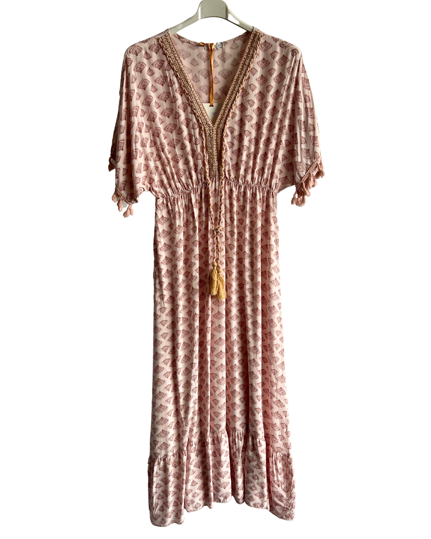 Brand New Womens Italian Summer Kaftan Style Tassel Sleeve Maxi Dresses