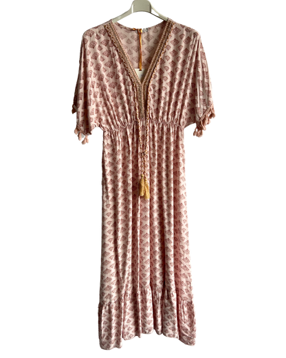 Brand New Womens Italian Summer Kaftan Style Tassel Sleeve Maxi Dresses