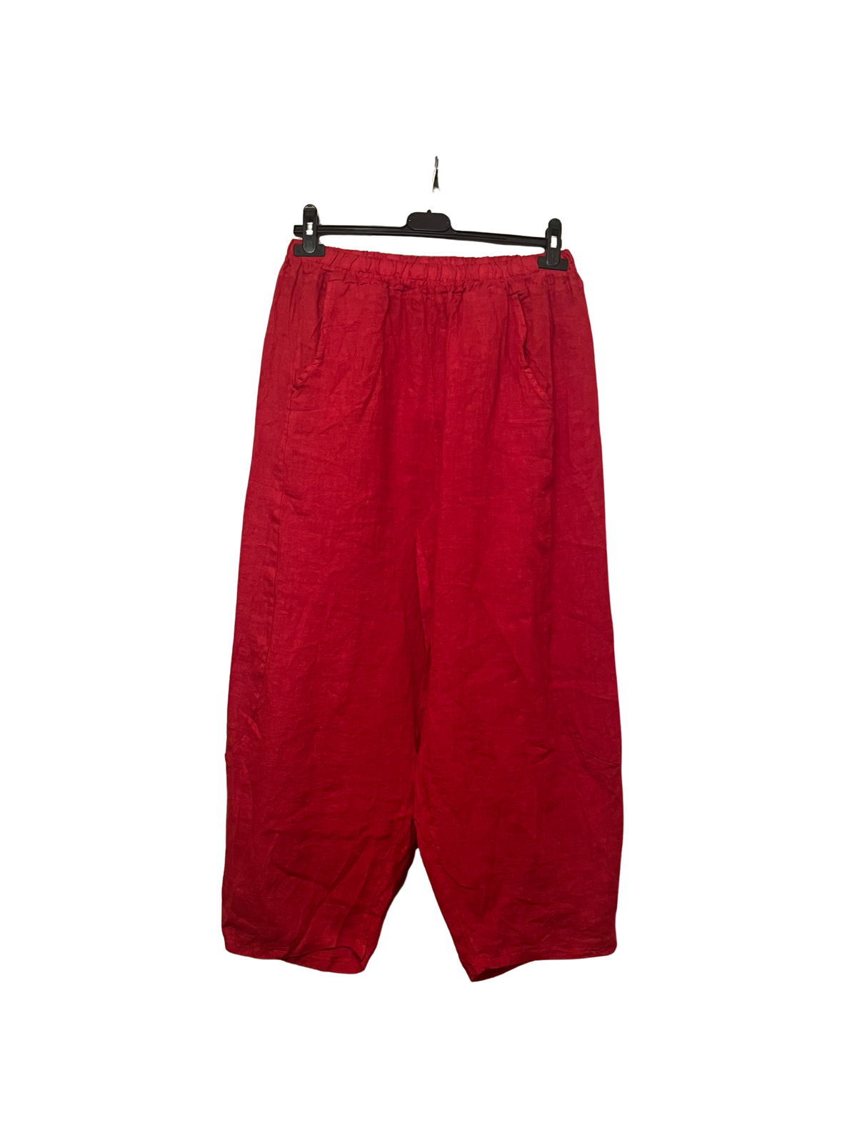 New Ladies Italian Linen Barrel Leg Trousers With Elasticated Waist