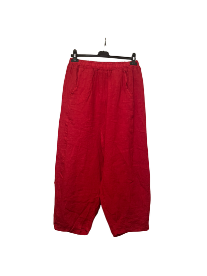New Ladies Italian Linen Barrel Leg Trousers With Elasticated Waist