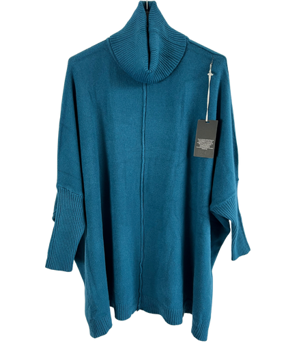 Womens Italian Oversized Cowl Neck Box Shaped Jumper with Exposed Seam Detail