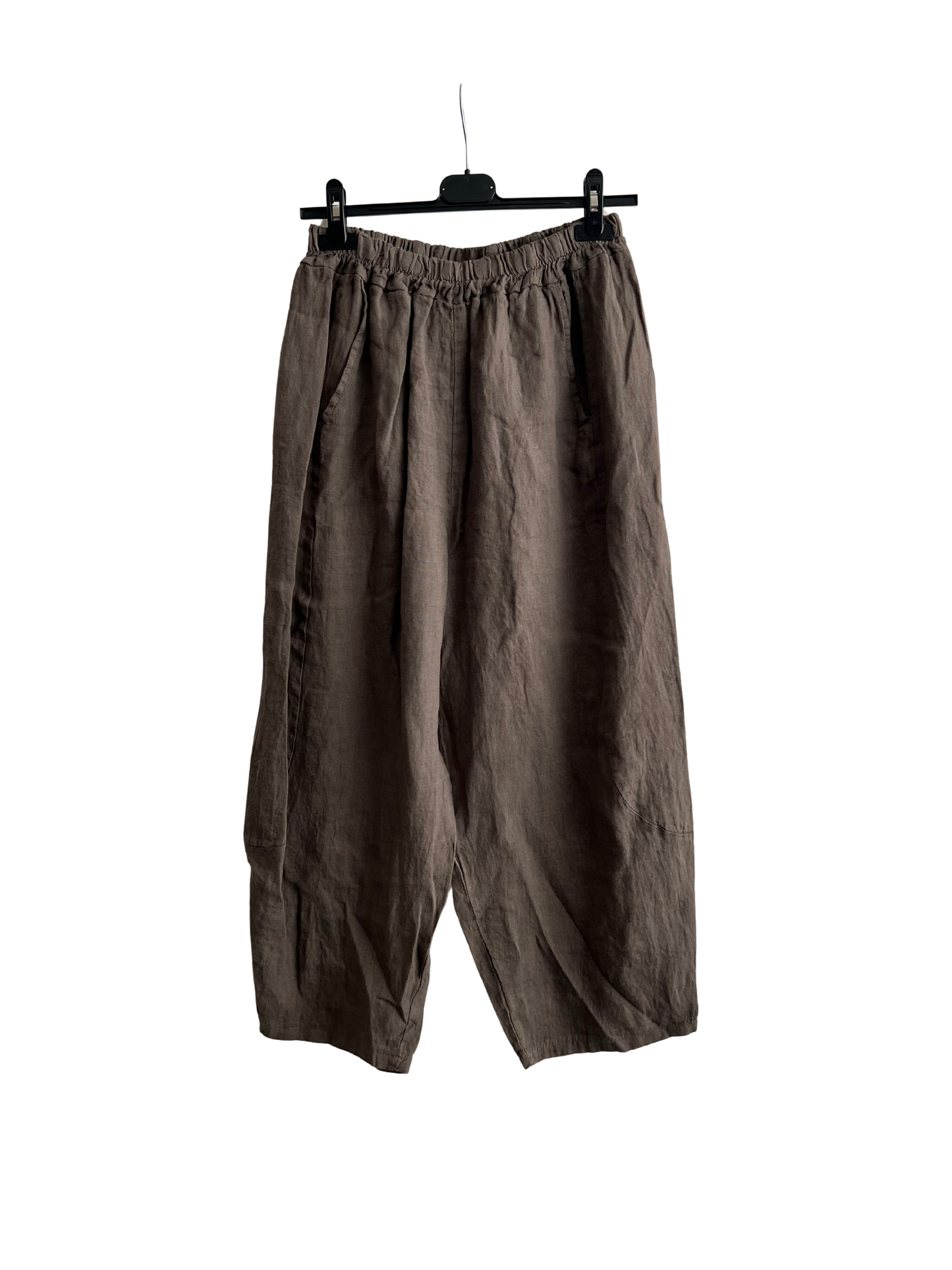 New Ladies Italian Linen Barrel Leg Trousers With Elasticated Waist