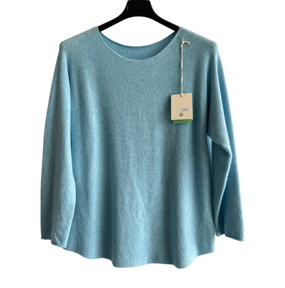 Brand New Italian Soft Knit Basic Jumper Curved Hem Round Neck