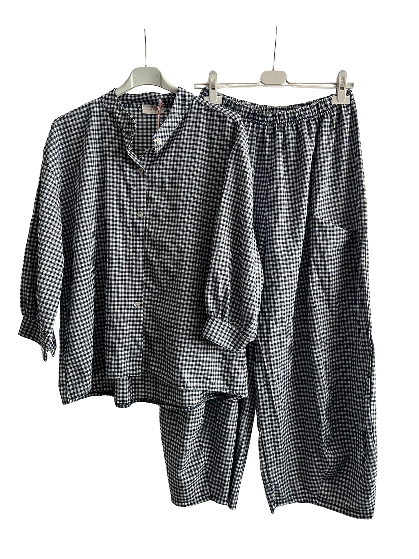 New Summer 26' Ladies Casual Italian Lightweight Gingham Barrel Leg Trousers