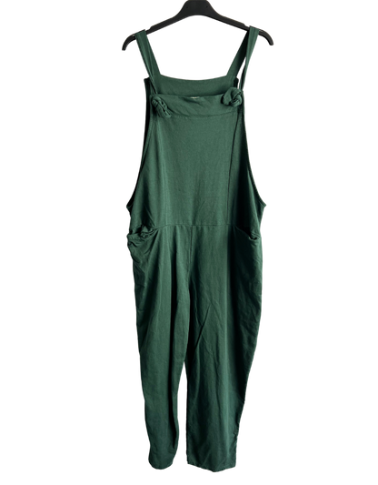 Brand New Ladies Italian Lagenlook Plain Jersey Casual 2 Pocket Dungarees
