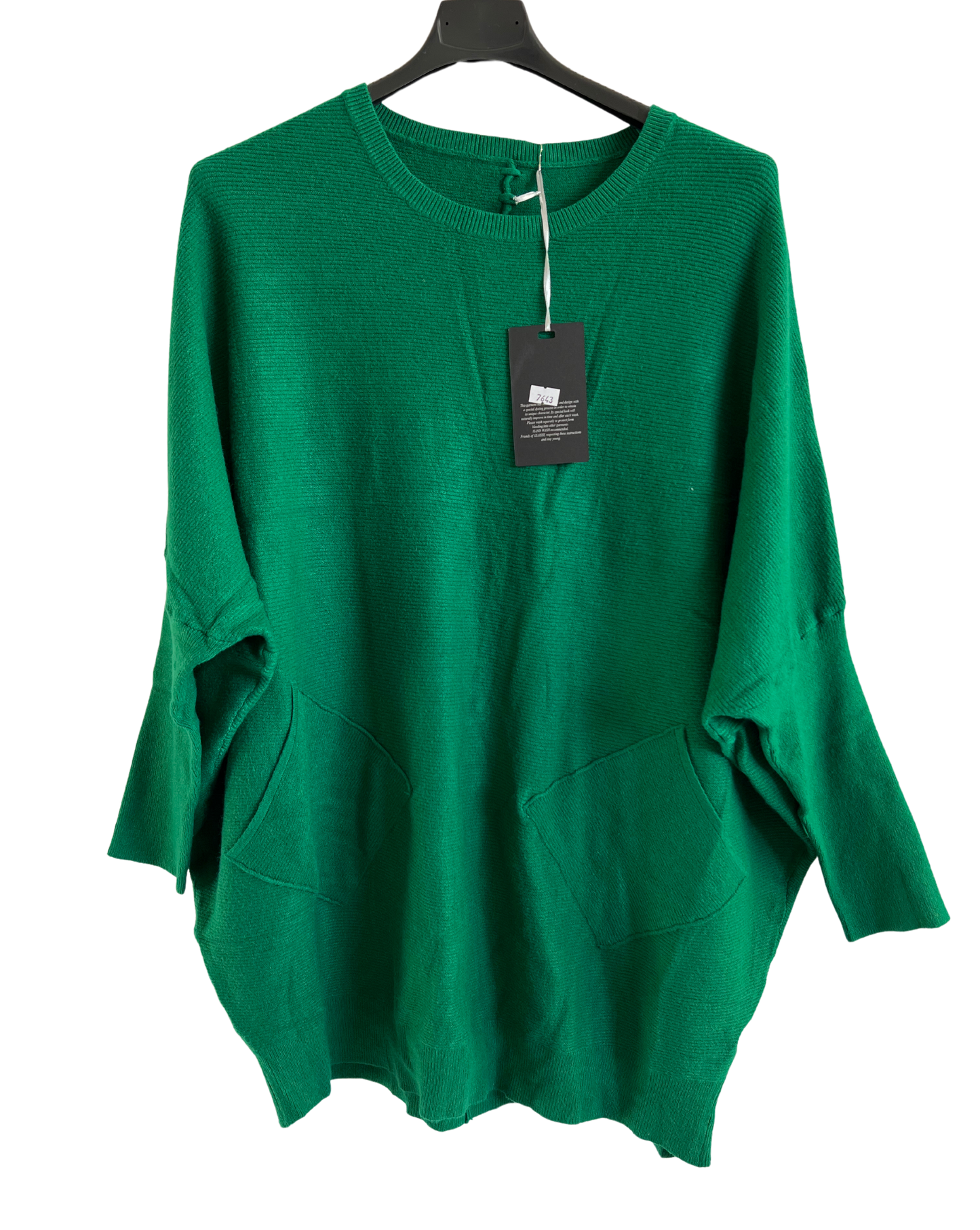 Brand New Womens Lagenlook Italian Plait Back Design 2 Pocket Jumper