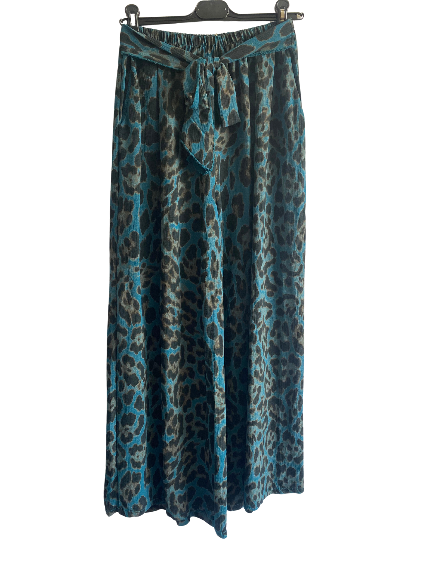 Brand New Womens Animal Print  Wide Leg Palazzo Elasticated Waistband Trousers