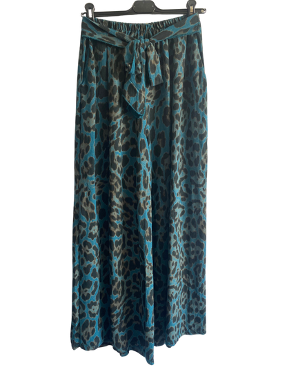 Brand New Womens Animal Print  Wide Leg Palazzo Elasticated Waistband Trousers