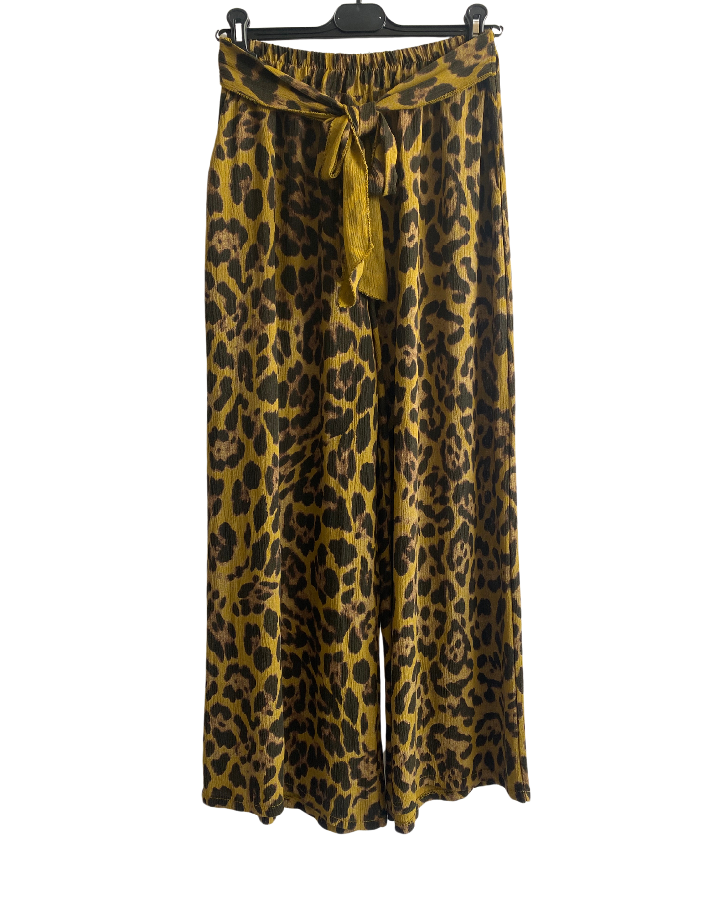 Brand New Womens Animal Print  Wide Leg Palazzo Elasticated Waistband Trousers