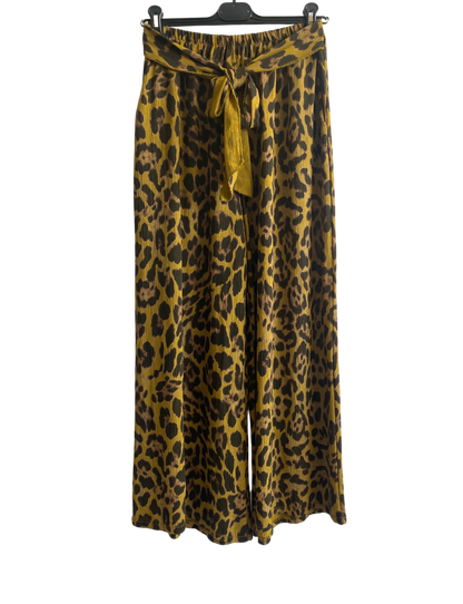 Brand New Womens Animal Print  Wide Leg Palazzo Elasticated Waistband Trousers