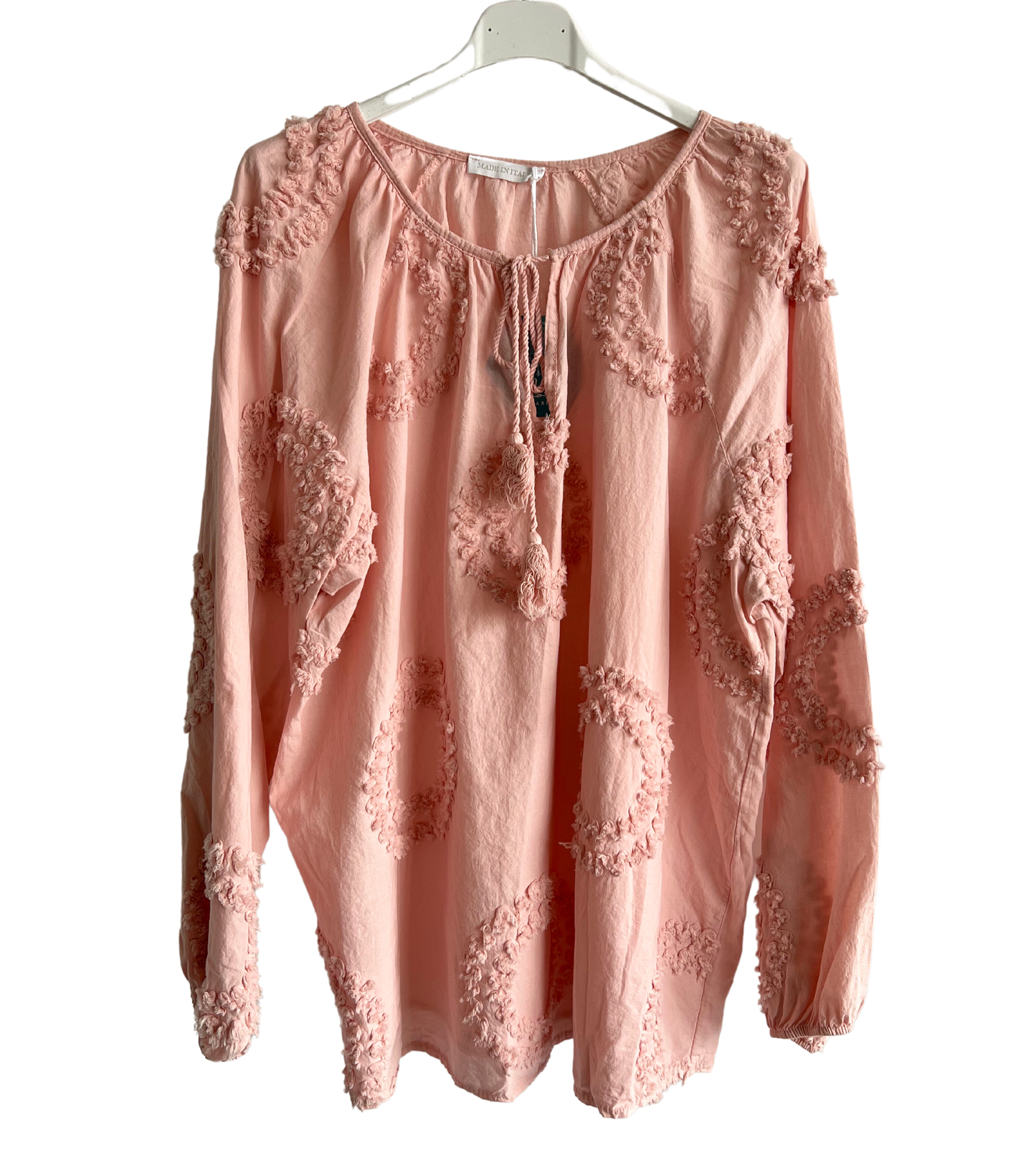 Brand New Womens Summer Light Tassel Tie Cotton Pattern Tunic Top