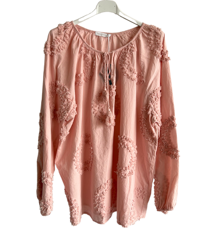 Brand New Womens Summer Light Tassel Tie Cotton Pattern Tunic Top