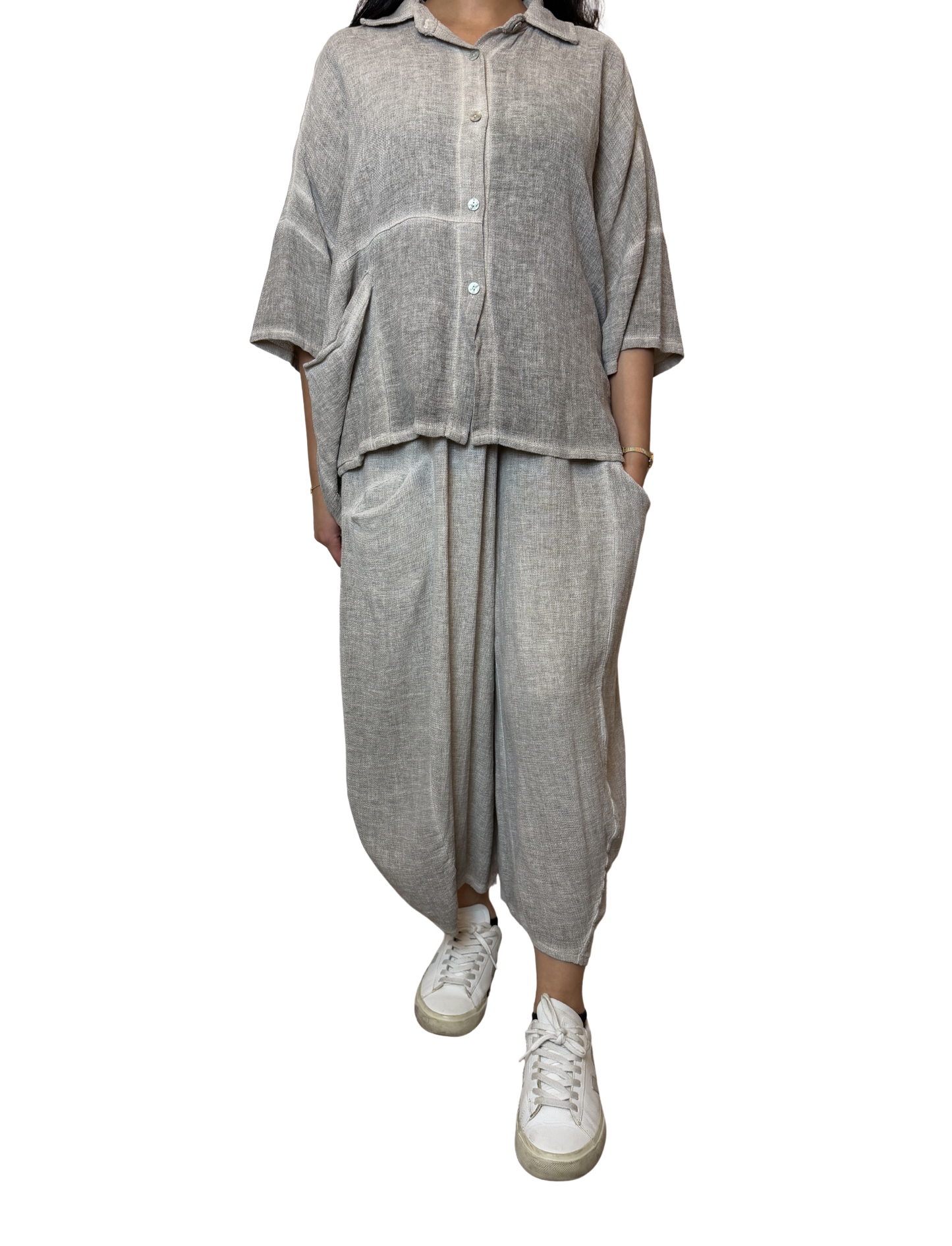 Linen Blend Co-Ord Set – Shirt & Trousers