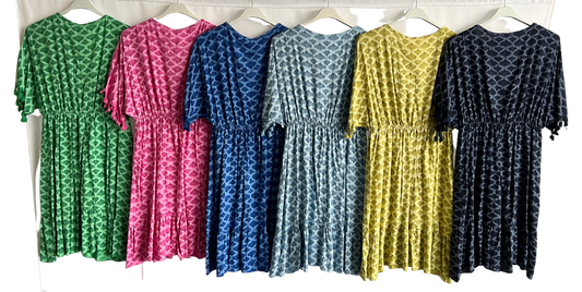 New Ladies Summer Lightweight Tassel Tie Printed Mid Length Kaftan Dresses