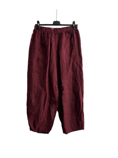 New Ladies Italian Linen Barrel Leg Trousers With Elasticated Waist
