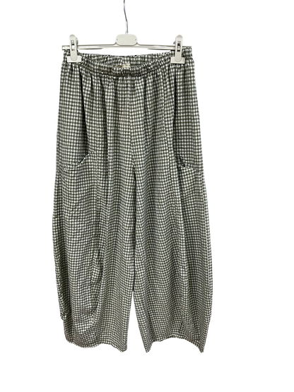 New Summer 26' Ladies Casual Italian Lightweight Gingham Barrel Leg Trousers
