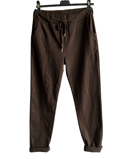 Ladies Italian Lagenlook Regular Smooth Magic Pants Casual Comfy Trousers