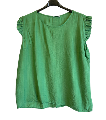 Button Back Summer Frill Cap Sleeve Plain Vest Tops
