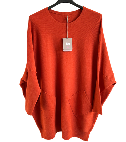 Brand New Womens Lagenlook Italian Plait Back Design 2 Pocket Jumper