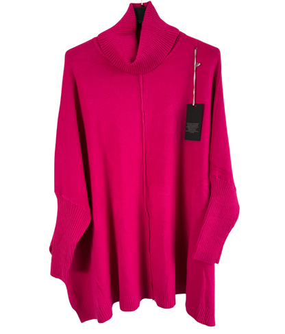 Womens Italian Oversized Cowl Neck Box Shaped Jumper with Exposed Seam Detail