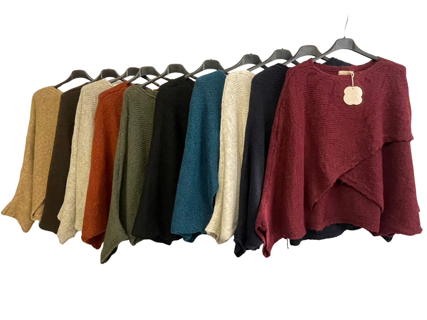 Ladies Italian Quirky Soft Chunky Knit Wrap Over Jumper With Batwing Sleeves