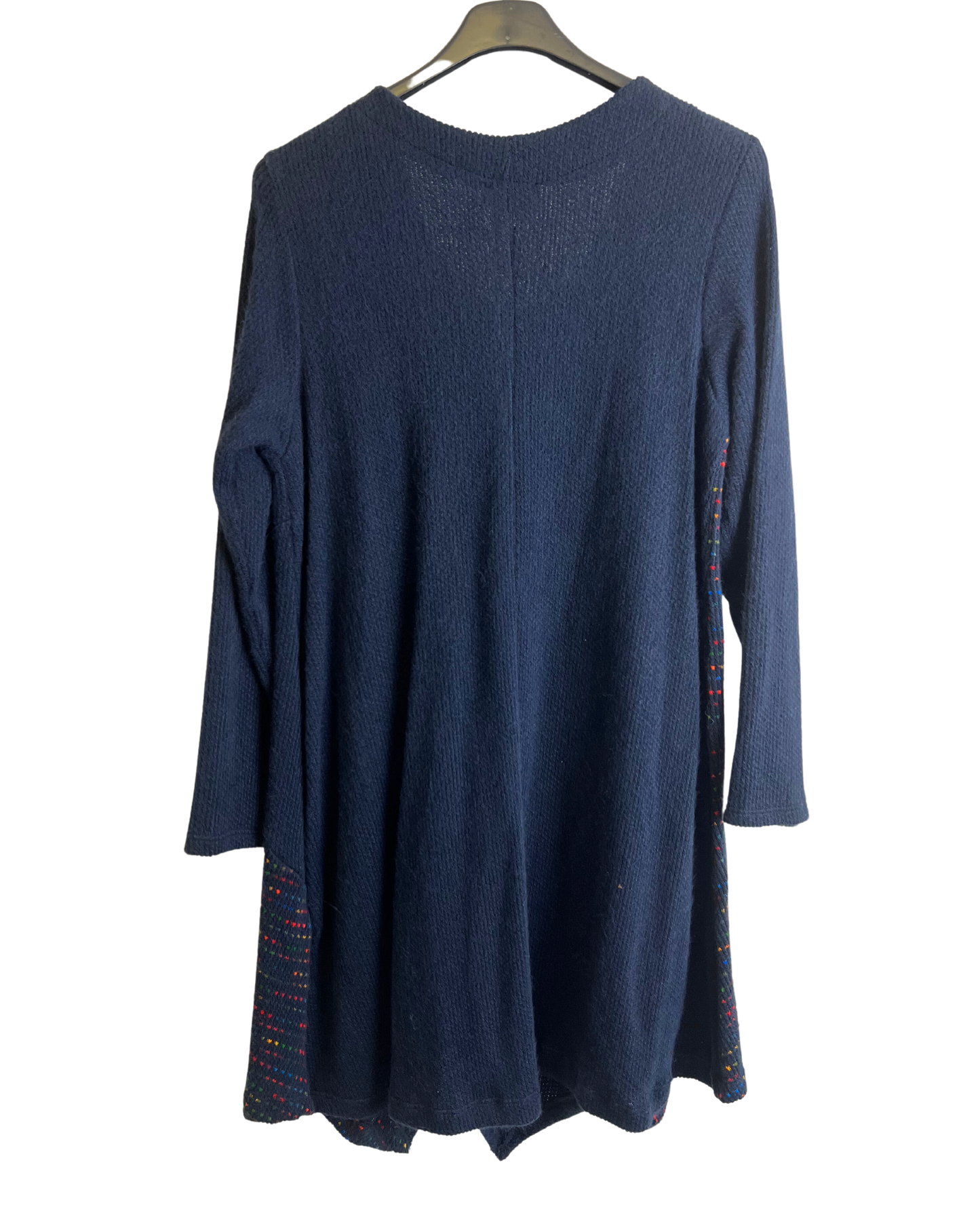 Lagenlook Italian Knitted Long Sleeve Knee Length Tunic Dress in Navy