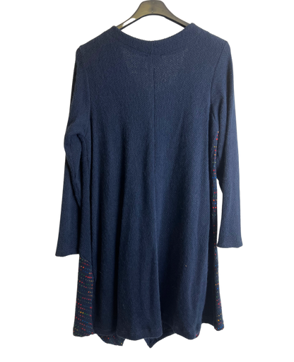 Lagenlook Italian Knitted Long Sleeve Knee Length Tunic Dress in Navy