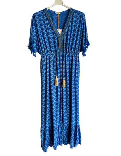 Brand New Womens Italian Summer Kaftan Style Tassel Sleeve Maxi Dresses