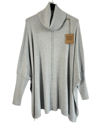 Womens Italian Oversized Cowl Neck Box Shaped Jumper with Exposed Seam Detail