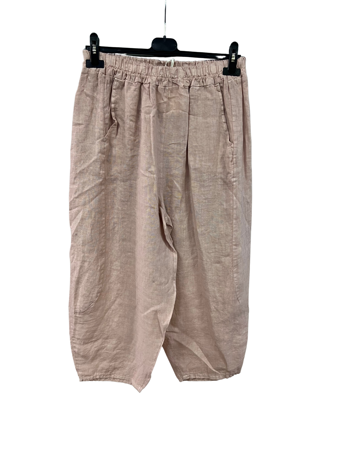 New Ladies Italian Linen Barrel Leg Trousers With Elasticated Waist
